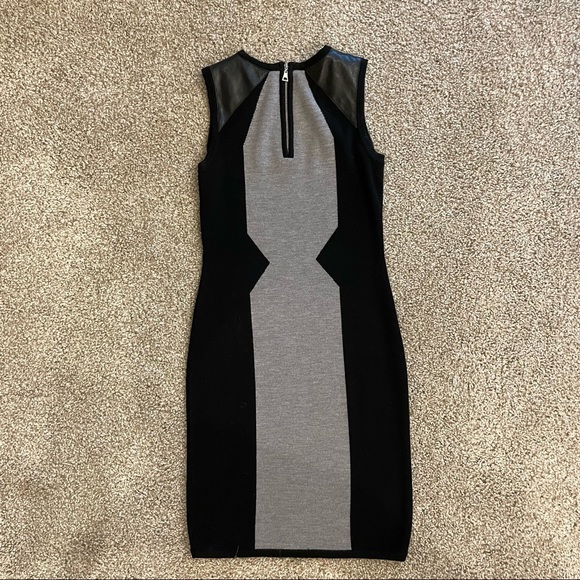 Milly Grey and Black Knit Dress with Leather Shoulder Detail | Size XS (P) - Picture 2 of 7